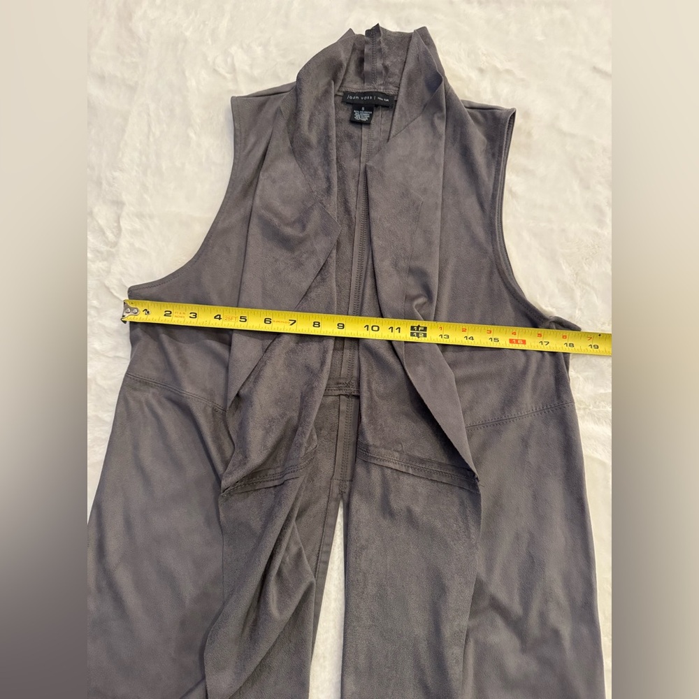 Joan Vass Faux Suede Gray Vest Cardigan- size S - Picture 8 of 10